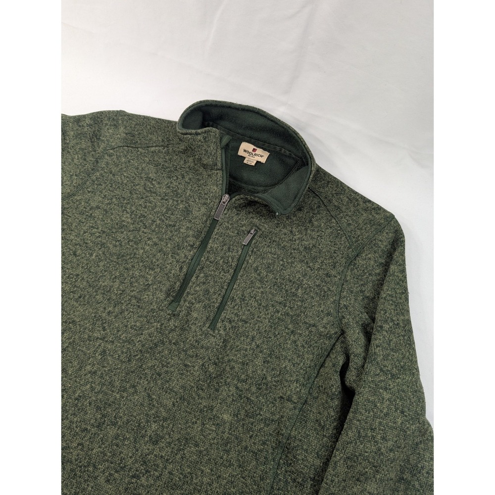 Woolrich Fleece Mens XL Green 1/4 Zip Heather Green Pullover Better Sweater XL